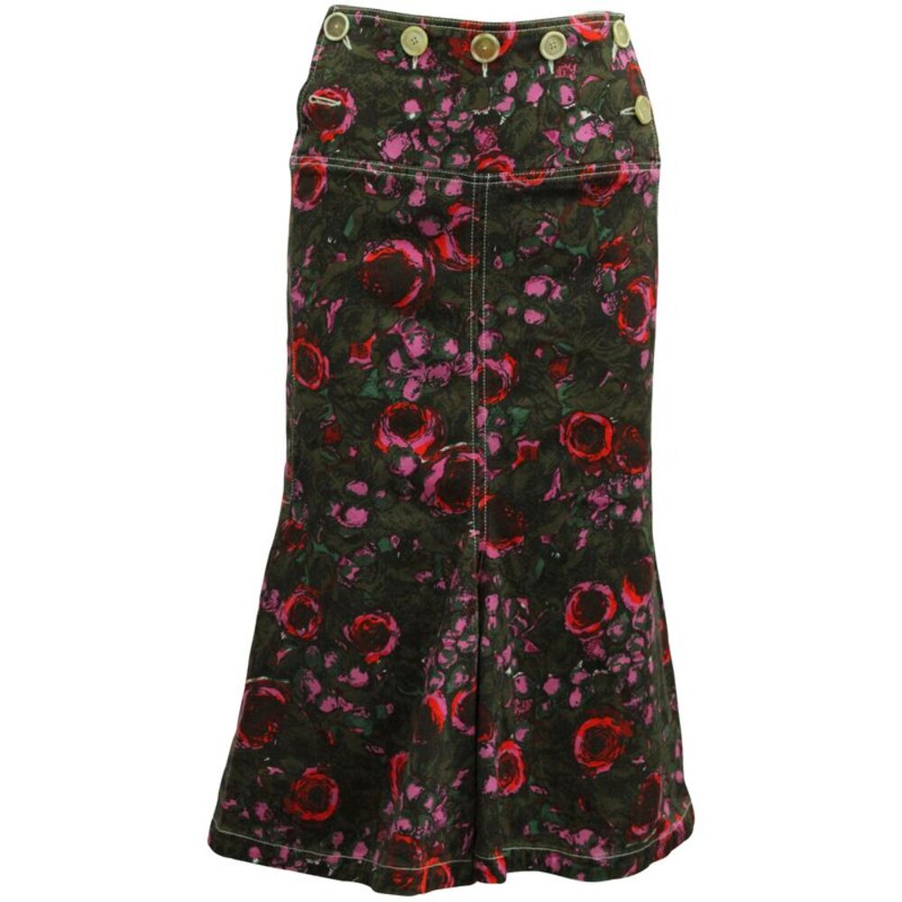 Marni Flared Midi Skirt in Floral Print Cotton